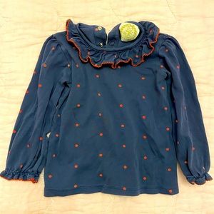 TBBC Beaufort Bonnet Company Long Sleeve Polka Dot Ruffle Scallop Neck Top 4T